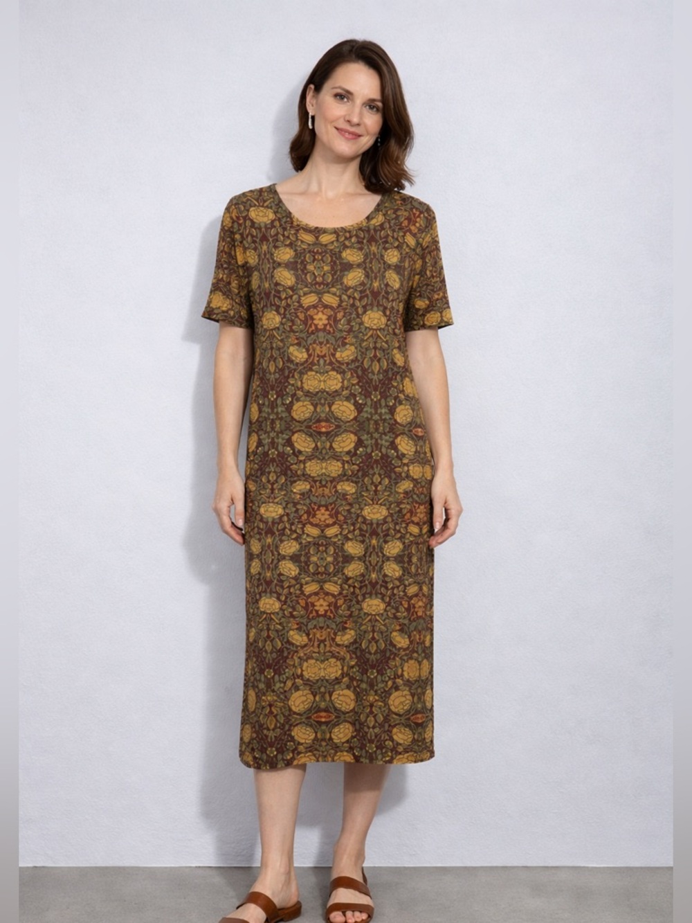 NWT LulaRoe‎ Red/Yellow Julia Midi Dress 2XL Vintage Tapestry Boho Retro Casual